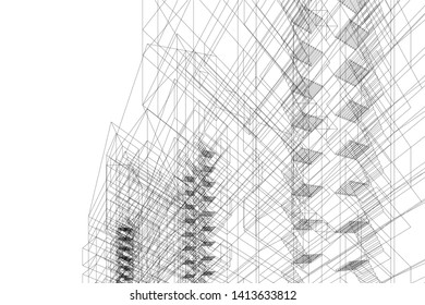 architecture building 3d, vector illustration