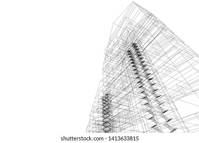 architecture building 3d, vector illustration