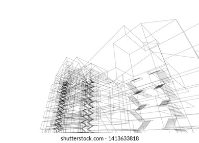 architecture building 3d, vector illustration