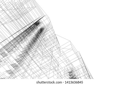 architecture building 3d, vector illustration