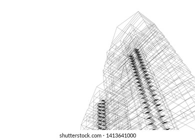 architecture building 3d, vector illustration