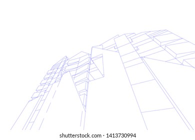 architecture building 3d, vector illustration