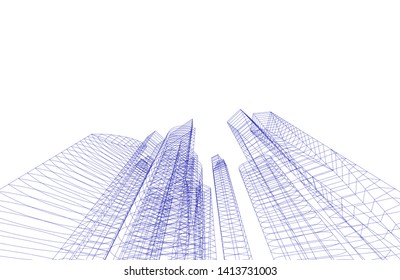 architecture building 3d, vector illustration