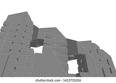 architecture building 3d, vector illustration