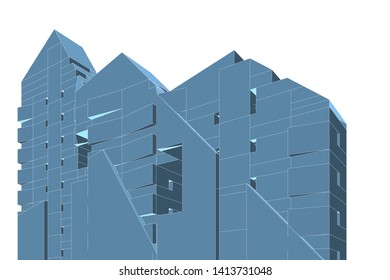 architecture building 3d, vector illustration