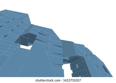 architecture building 3d, vector illustration