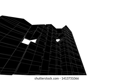 architecture building 3d, vector illustration