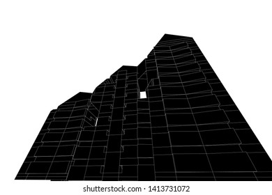 architecture building 3d, vector illustration