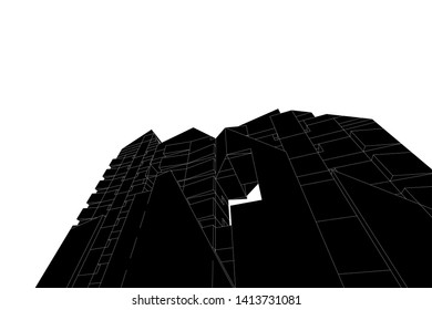 architecture building 3d, vector illustration