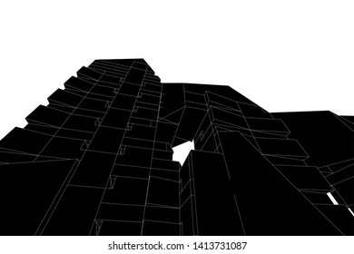 architecture building 3d, vector illustration