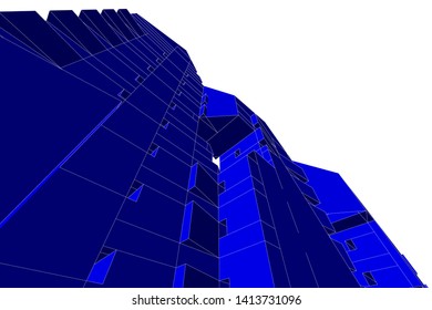 architecture building 3d, vector illustration