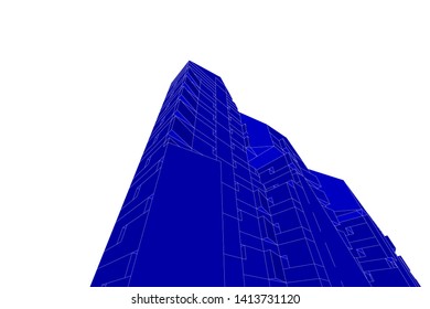 architecture building 3d, vector illustration