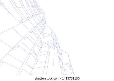 architecture building 3d, vector illustration