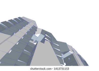 architecture building 3d, vector illustration