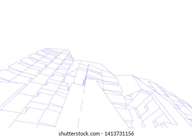 architecture building 3d, vector illustration