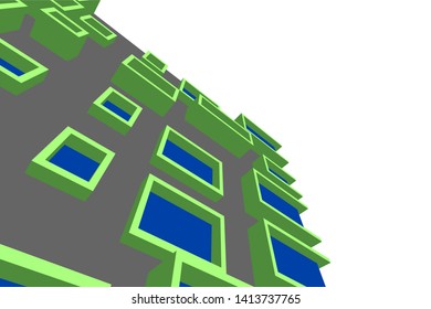 architecture building 3d, vector illustration