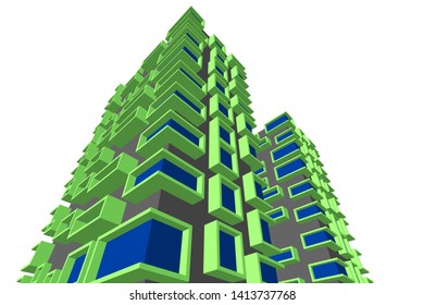 architecture building 3d, vector illustration