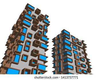 architecture building 3d, vector illustration