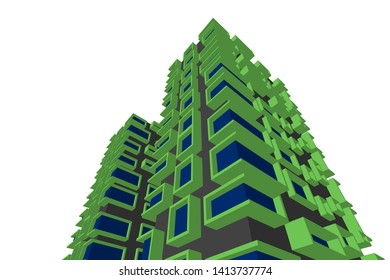 architecture building 3d, vector illustration