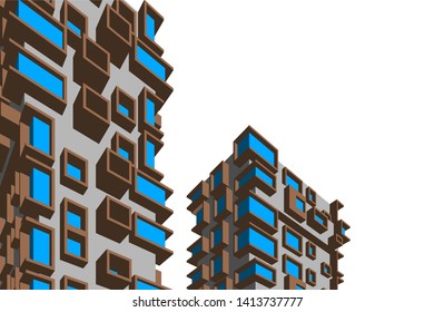 architecture building 3d, vector illustration