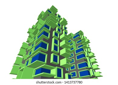 architecture building 3d, vector illustration