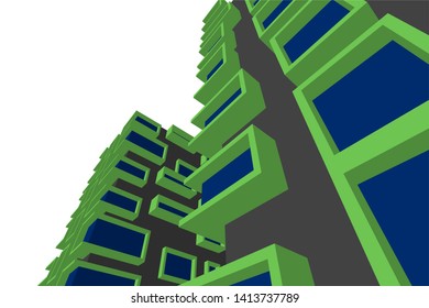 architecture building 3d, vector illustration