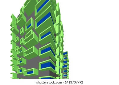 architecture building 3d, vector illustration