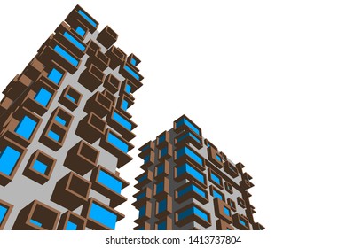 architecture building 3d, vector illustration