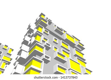 architecture building 3d, vector illustration