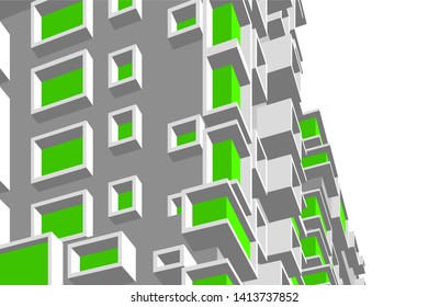 architecture building 3d, vector illustration