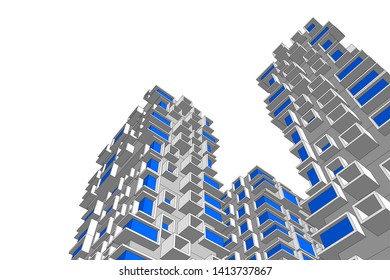 architecture building 3d, vector illustration