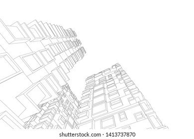 architecture building 3d, vector illustration