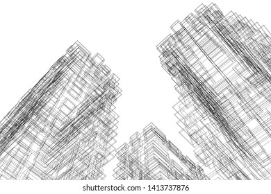 architecture building 3d, vector illustration