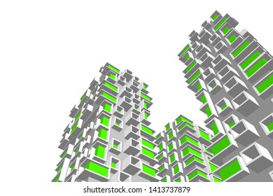 architecture building 3d, vector illustration