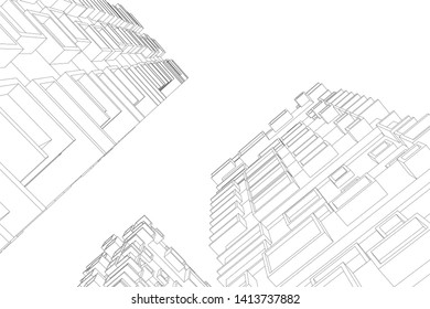architecture building 3d, vector illustration