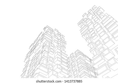 architecture building 3d, vector illustration