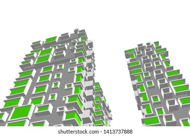 architecture building 3d, vector illustration