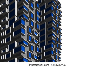 architecture building 3d, vector illustration
