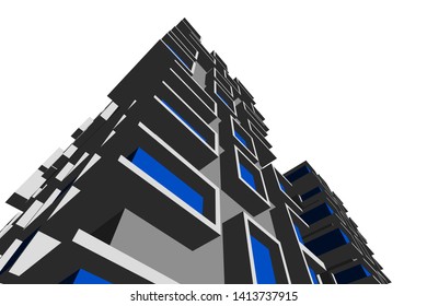 architecture building 3d, vector illustration