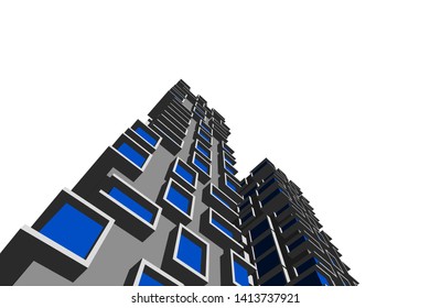 architecture building 3d, vector illustration