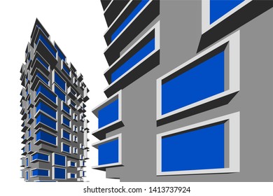 architecture building 3d, vector illustration