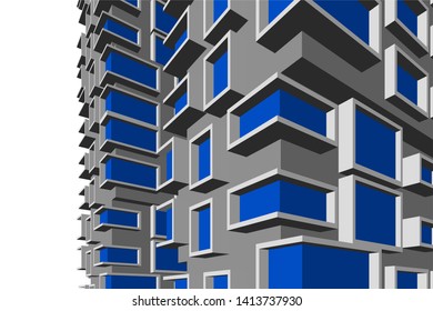 architecture building 3d, vector illustration