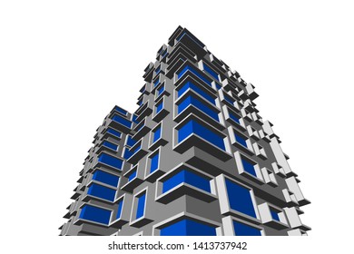 architecture building 3d, vector illustration