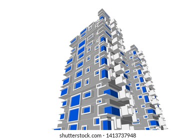 architecture building 3d, vector illustration