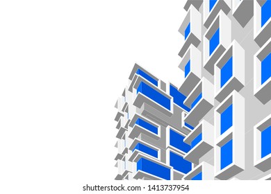 architecture building 3d, vector illustration