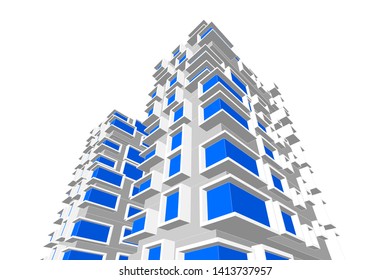 architecture building 3d, vector illustration