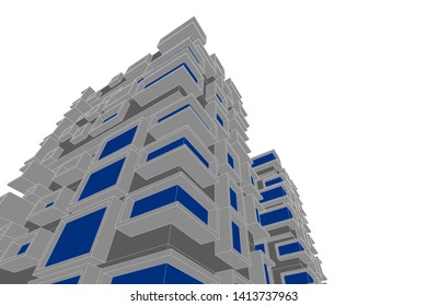 architecture building 3d, vector illustration