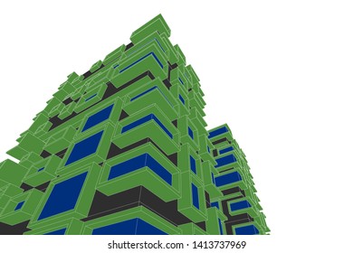 architecture building 3d, vector illustration