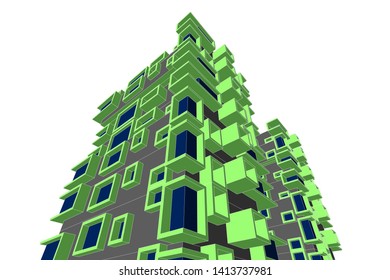 architecture building 3d, vector illustration