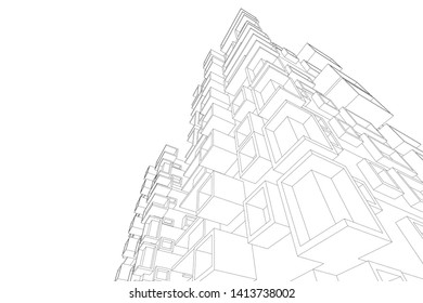 architecture building 3d, vector illustration